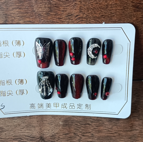 One of a Kind CUSTOM NAILS 10pcs set size S Blood Moon - Picture 4 of 5